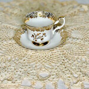 Royal Albert “Mother” Bone China Tea Cup&Saucer Set Gold Roses Made in England